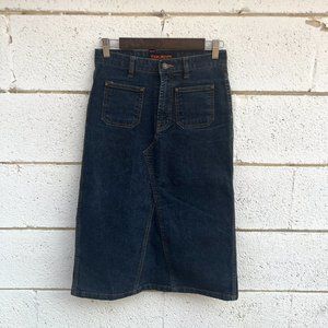 Vintage 90's/Y2K Dark Wash High Waisted Denim Midi Skirt